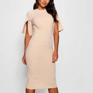 Tan split sleeve dress